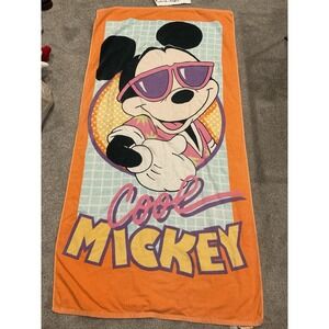 Vintage Franco Walt Disney Cool Mickey Mouse Beach Towel 56" x 29" Cotton Orange